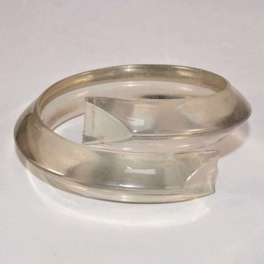 1960s Clear Smoky Lucite Wrap Bangle